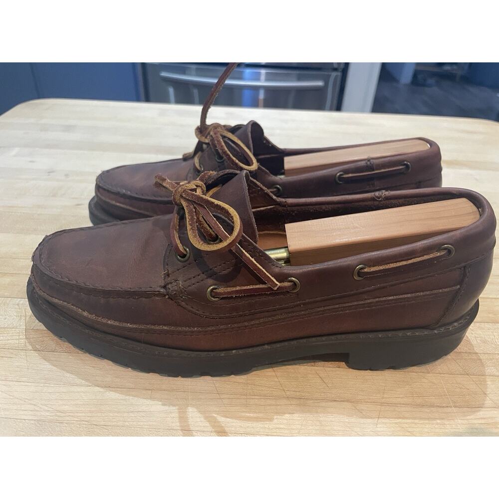 GH Bass Heritage Edition Lug Sole Leather Boat shoe loafers Mens Sz 8 Preppy 90s